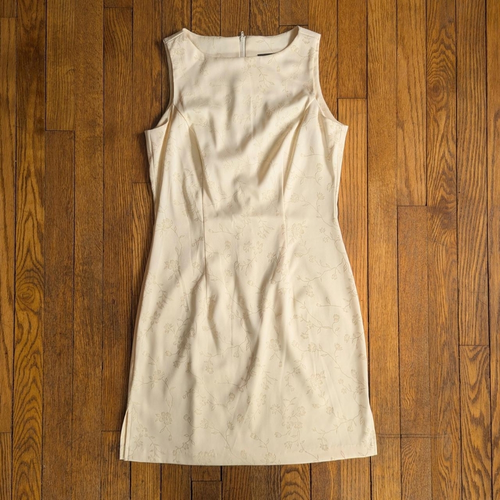 Vintage 90s Yellow Mini Dress w Sparkly Floral Design